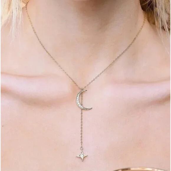 LILI CLASPE Gold Plated Rope The Moon Necklace Lariat New in Box - Picture 5 of 5